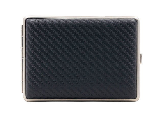 Cigarette Cases  CHACOM Cigarette Case CC097 100's - Carbon Finish Leather wrapped