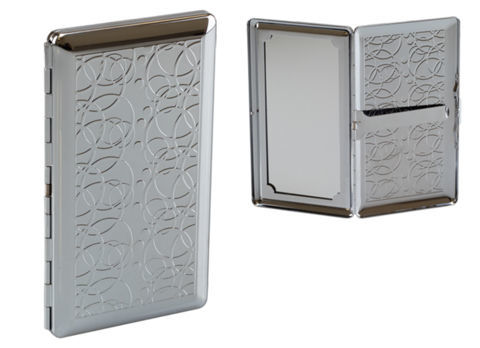 Cigarette Cases  Slim Cigarette Case 10306 - Silver with "Art Deco" Design