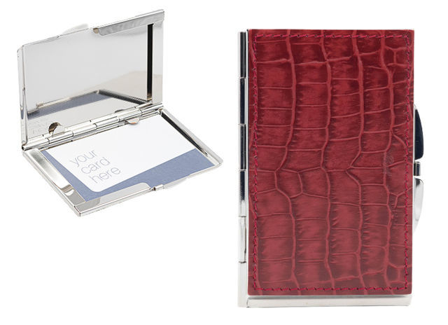 TSUBOTA PEARL Card holders  TSUBOTA PEARL Card Holder TS62427 - Red Croco Leather