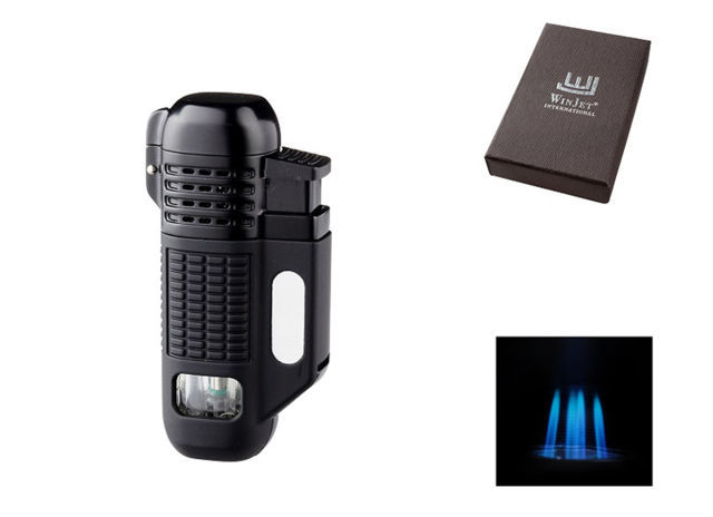 Briquets Cigare Briquet WINJET 4 Torches + Perçoir A224070 - Noir