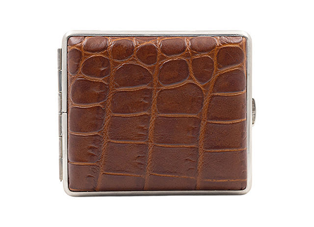 Cigarette Cases CHACOM Cigarette Case CC092 - Brown Leather wrapped