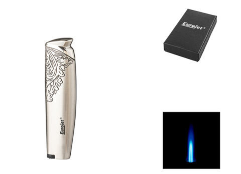 Cigar Lighters EUROJET Lighter 1 Jet A251416 - Chrome metal with black pattern