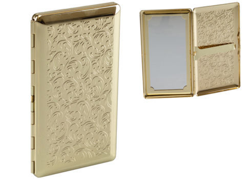 Cigarette Cases Slim Cigarette Case 10304 - Gold with Baroque Design