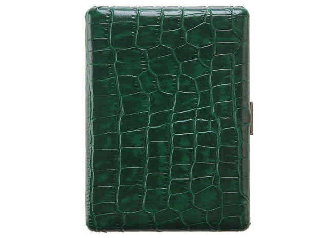 Cigarette Cases TSUBOTA PEARL Cigarette Case 04427 - Green Leather wrapped