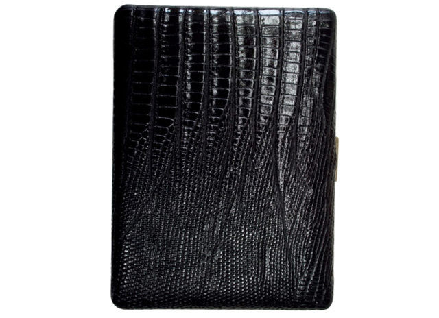 Cigarette Cases TSUBOTA PEARL Cigarette Case 04480 - Black Leather wrapped