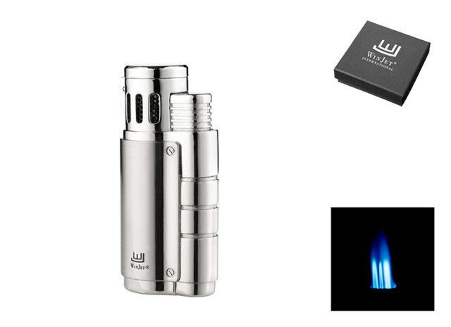 Cigar Lighters WINJET Lighter 3 Jet + Cigar Punch A22155 - Chrome